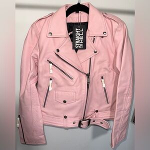 LARGE - Straight To Hell Brand, Commando Dusty Pink Leather Jacket